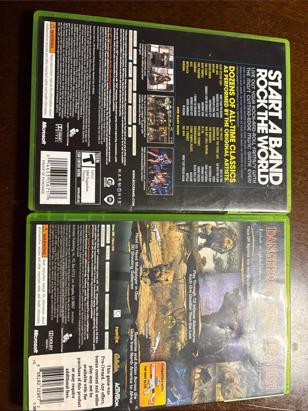 Rock Band & Cabela's Dangerous Hunts 2 Game Bundle - Green Cases